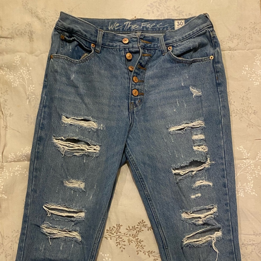 Free People ripped mom jeans